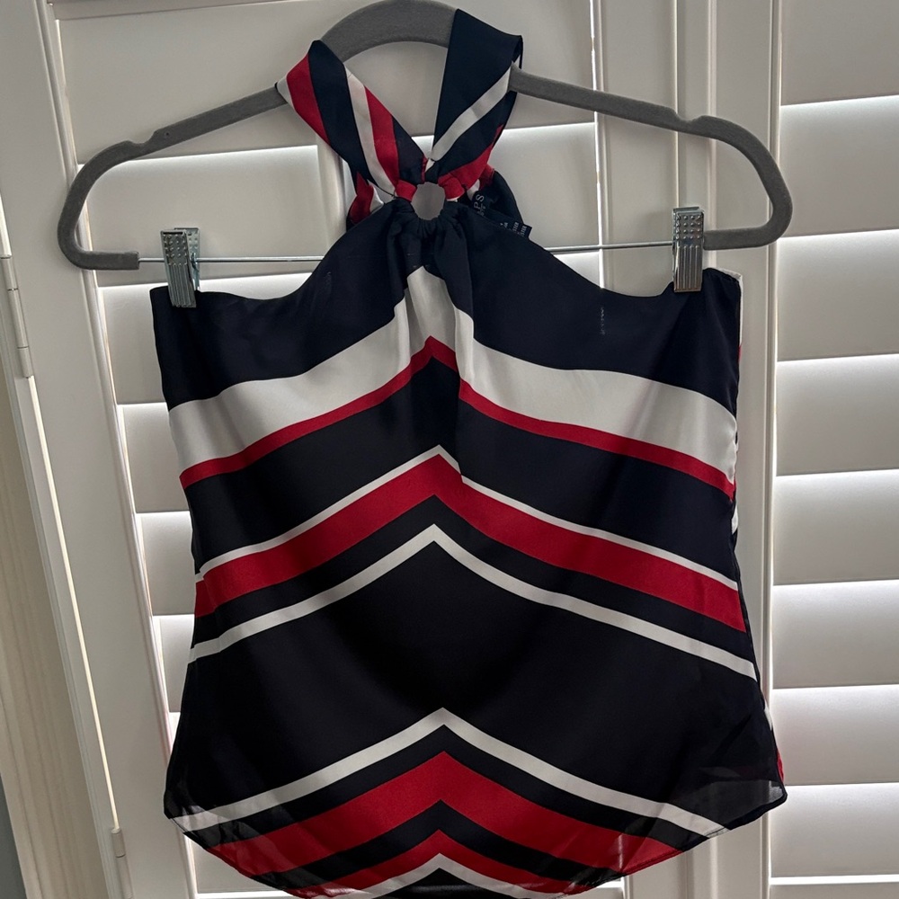 Chaps Navy and Red Sleeveless Blouse